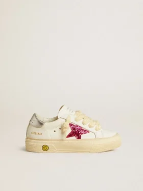 May Young con stella glitterata fucsia e linguetta sul tallone in pelle metallizzata