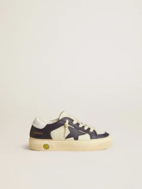 May Young in pelle bianca e blu con stella in pelle e linguetta sul tallone