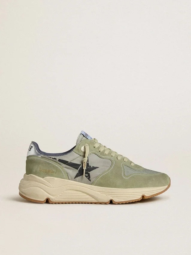 Men's Running Sole in nylon and suede with black star printed on it