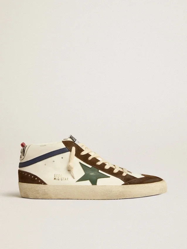 Mid Star con stella in pelle verde e striscia in pelle blu