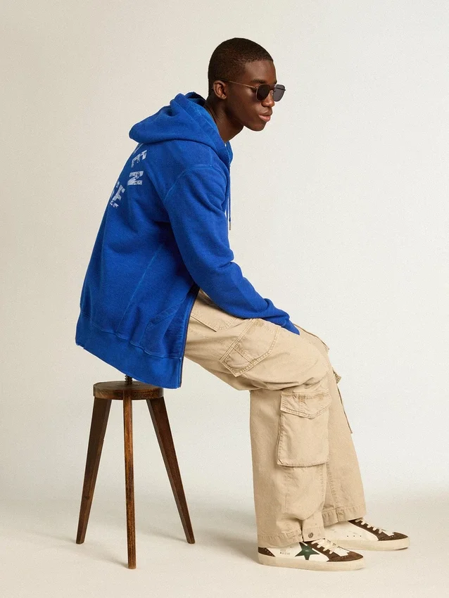 Mid Star con stella in pelle verde e striscia in pelle blu