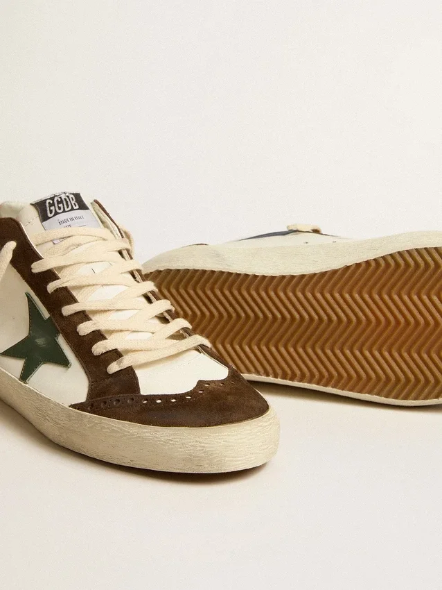 Mid Star con stella in pelle verde e striscia in pelle blu