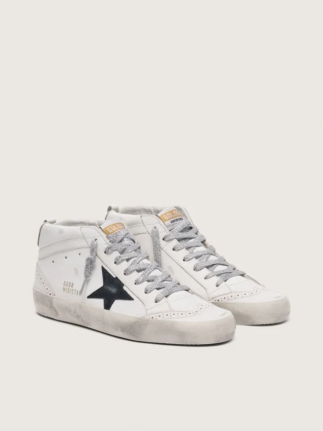 Mid Star da donna con linguetta laminata sul tallone e lacci glitterati