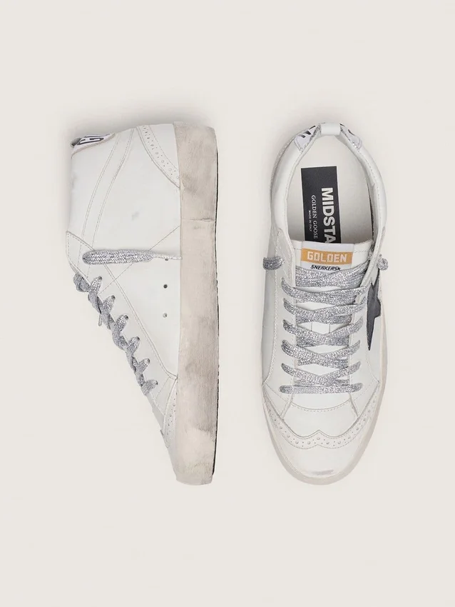 Mid Star da donna con linguetta laminata sul tallone e lacci glitterati