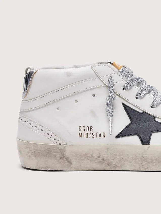 Mid Star da donna con linguetta laminata sul tallone e lacci glitterati