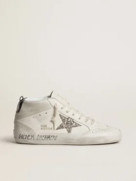 Mid Star da donna con stella glitterata argento e linguetta sul tallone laminata nera