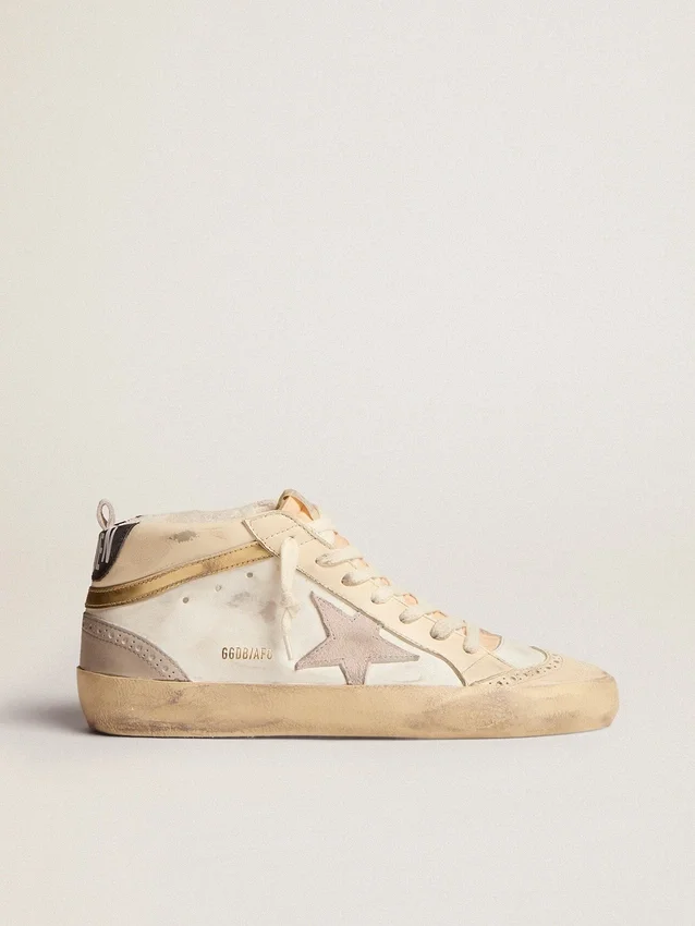 Mid Star da donna con stella in pelle scamosciata grigio chiaro e dettagli dorati