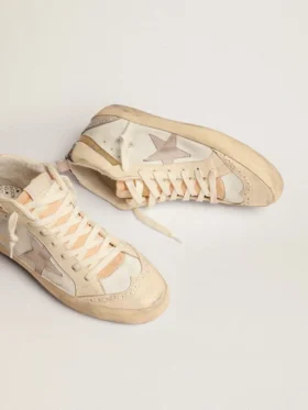 Mid Star da donna con stella in pelle scamosciata grigio chiaro e dettagli dorati