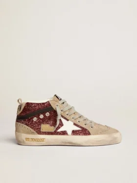 Mid Star da donna in glitter bordeaux con inserti grigi e stella bianca