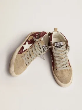 Mid Star da donna in glitter bordeaux con inserti grigi e stella bianca