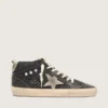 Mid Star da donna in glitter nero con stella e linguetta sul tallone in pelle scamosciata grigio tortora