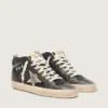 Mid Star da donna in glitter nero con stella e linguetta sul tallone in pelle scamosciata grigio tortora