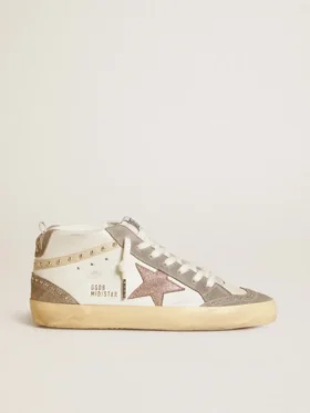Mid Star da donna in nappa e pelle scamosciata con stella in pelle metallizzata marrone chiaro