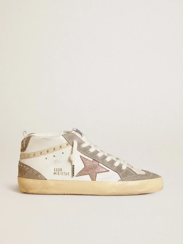 Mid Star da donna in nappa e pelle scamosciata con stella in pelle metallizzata marrone chiaro