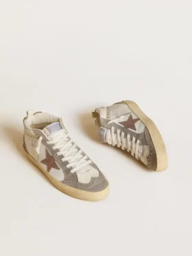 Mid Star da donna in nappa e pelle scamosciata con stella in pelle metallizzata marrone chiaro