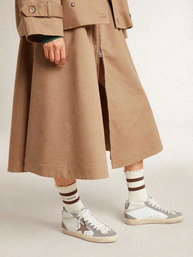 Mid Star da donna in nappa e pelle scamosciata con stella in pelle metallizzata marrone chiaro
