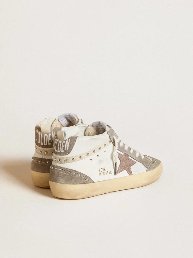 Mid Star da donna in nappa e pelle scamosciata con stella in pelle metallizzata marrone chiaro