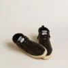 Mid Star da donna in nappa nera con stella glitterata nera e inserti in pelle scamosciata