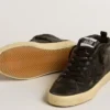Mid Star da donna in nappa nera con stella glitterata nera e inserti in pelle scamosciata