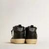 Mid Star da donna in nappa nera con stella glitterata nera e inserti in pelle scamosciata