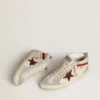 Mid Star da donna in pelle con stella glitterata e dettaglio in nabuk rosso