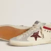 Mid Star da donna in pelle con stella glitterata e dettaglio in nabuk rosso