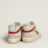 Mid Star da donna in pelle con stella glitterata e dettaglio in nabuk rosso