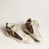 Mid Star da donna in pelle di pony con stampa leopardata e stella nera