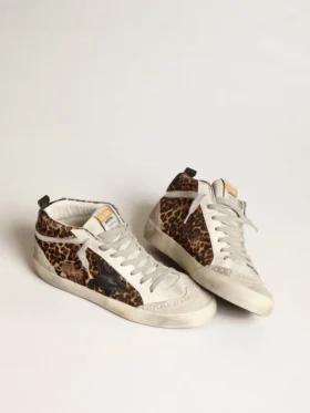 Mid Star da donna in pelle di pony con stampa leopardata e stella nera