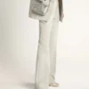 Mid Star da donna in pelle laminata argento con stella grigio tortora