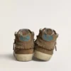 Mid Star da donna in pelle scamosciata color tabacco con frange e borchie