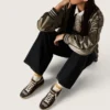 Mid Star da donna in pelle scamosciata marrone con stella in pelle e cristalli Swarovski