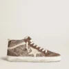 Mid Star da donna in versione glitterata con stella in pelle scamosciata perlata e inserti in pelle scamosciata marrone