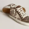 Mid Star da donna in versione glitterata con stella in pelle scamosciata perlata e inserti in pelle scamosciata marrone