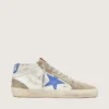 Mid Star da uomo con stella in pelle blu e inserti in pelle scamosciata grigio tortora