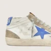 Mid Star da uomo con stella in pelle blu e inserti in pelle scamosciata grigio tortora