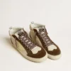 Mid Star da uomo in beige glitterato con stella in pelle scamosciata gialla e dettaglio in cotone