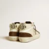 Mid Star da uomo in beige glitterato con stella in pelle scamosciata gialla e dettaglio in cotone