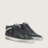 Mid Star da uomo in nabuk con stella in pelle nera e striscia argentata