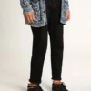 Mid Star da uomo in nabuk con stella in pelle nera e striscia argentata