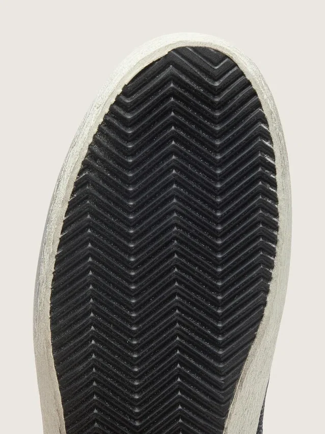 Mid Star da uomo in nabuk con stella in pelle nera e striscia argentata