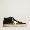 Mid Star da uomo in nappa nera e pelle scamosciata con stella in pelle bianca