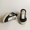 Mid Star da uomo in nappa nera e pelle scamosciata con stella in pelle bianca
