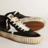 Mid Star da uomo in nappa nera e pelle scamosciata con stella in pelle bianca
