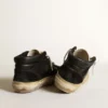 Mid Star da uomo in nappa nera e pelle scamosciata con stella in pelle bianca