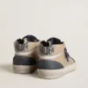 Mid Star da uomo in pelle scamosciata beige e blu con stella in nappa grigia e inserto in pelle bianca