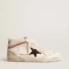 Mid Star in nappa con stella glitterata e inserti in pelle color carne