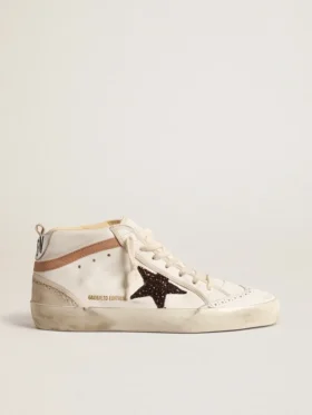 Mid Star in nappa con stella glitterata e inserti in pelle color carne