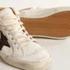Mid Star in nappa con stella glitterata e inserti in pelle color carne