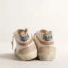 Mid Star in nappa con stella glitterata e inserti in pelle color carne